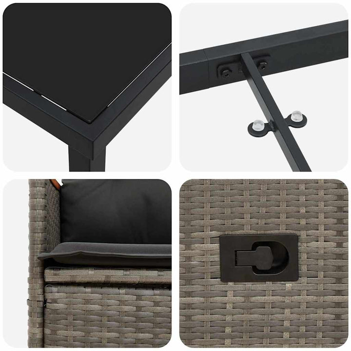 Have Spisebordssæt med pude 5 pcs Grå polyrattan