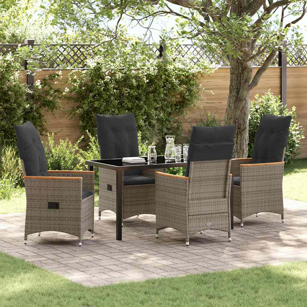 Have Spisebordssæt med pude 5 pcs Grå polyrattan