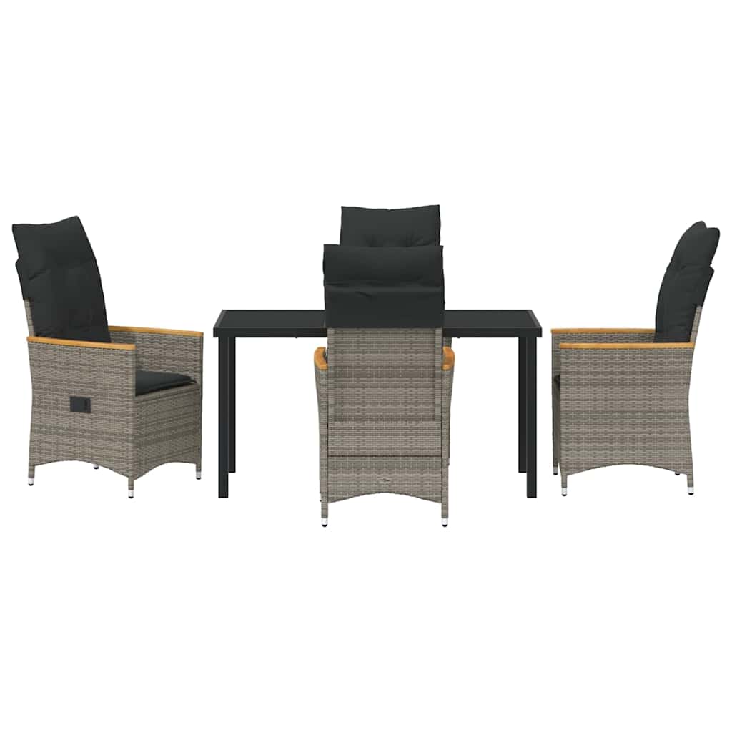 Have Spisebordssæt med pude 5 pcs Grå polyrattan