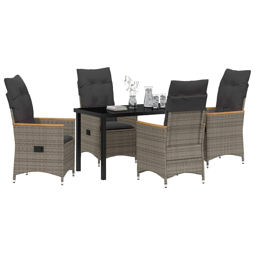 Have Spisebordssæt med pude 5 pcs Grå polyrattan