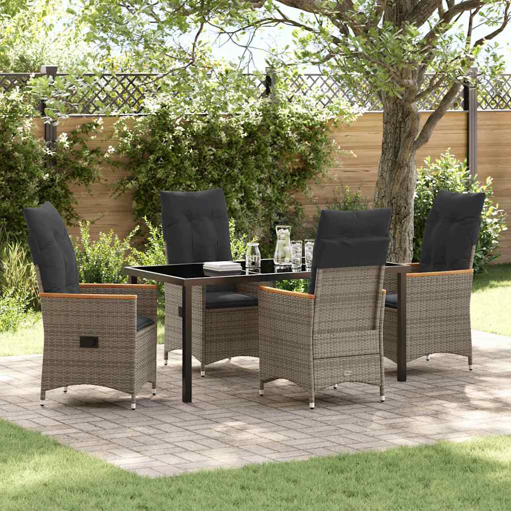 Have Spisebordssæt med pude 5 pcs Grå polyrattan