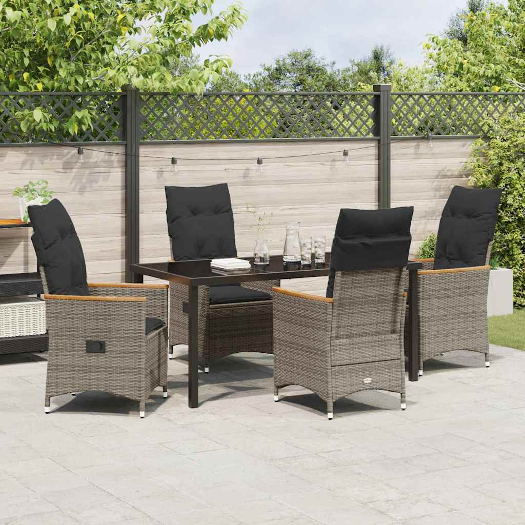 Have Spisebordssæt med pude 5 pcs Grå polyrattan