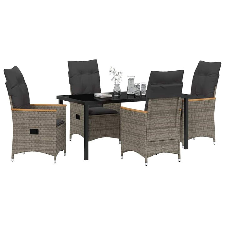 Have Spisebordssæt med pude 5 pcs Grå polyrattan