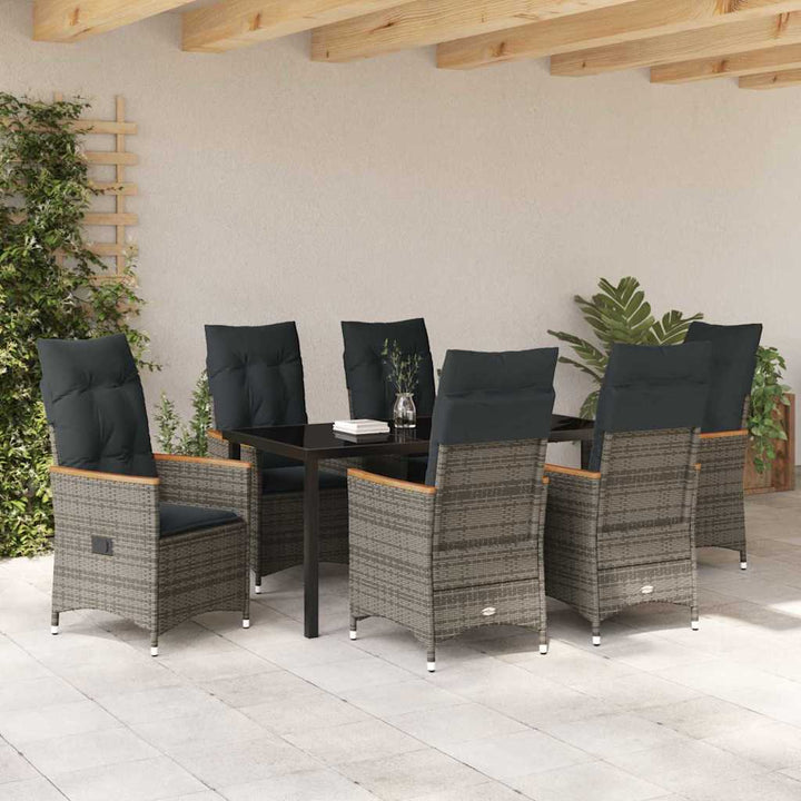 Have Spisebordssæt med pude 7 pcs Grå polyrattan