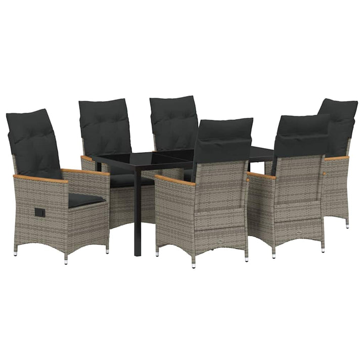Have Spisebordssæt med pude 7 pcs Grå polyrattan