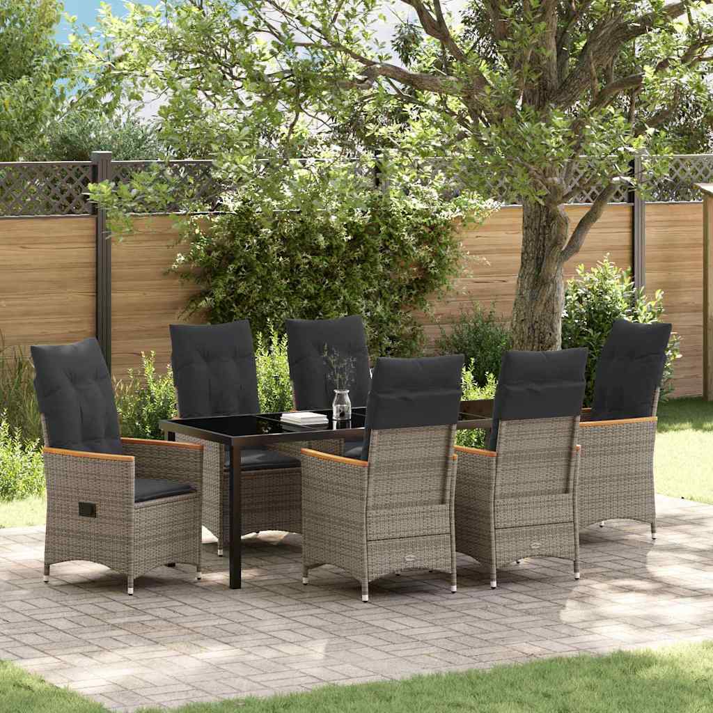 Have Spisebordssæt med pude 7 pcs Grå polyrattan