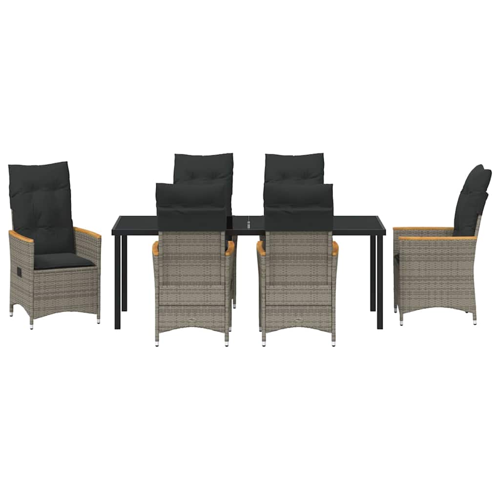 Have Spisebordssæt med pude 7 pcs Grå polyrattan