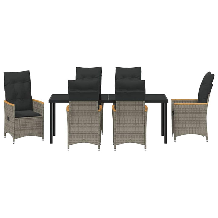 Have Spisebordssæt med pude 7 pcs Grå polyrattan