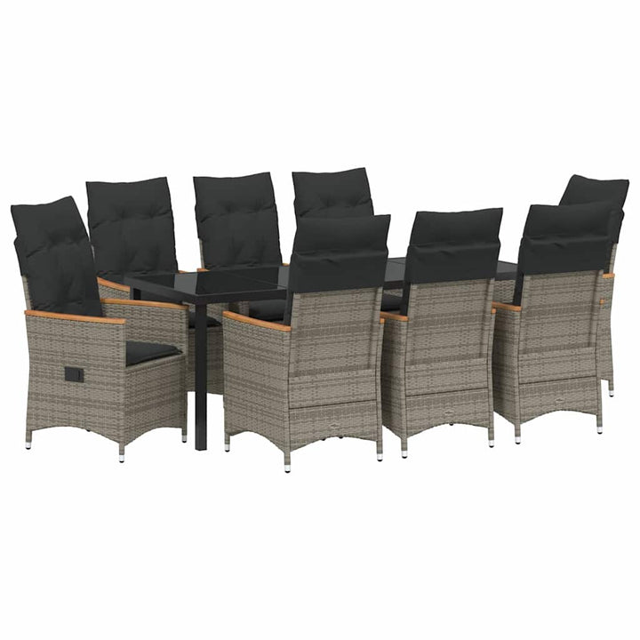 Have Spisebordssæt med pude 9 pcs Grå polyrattan