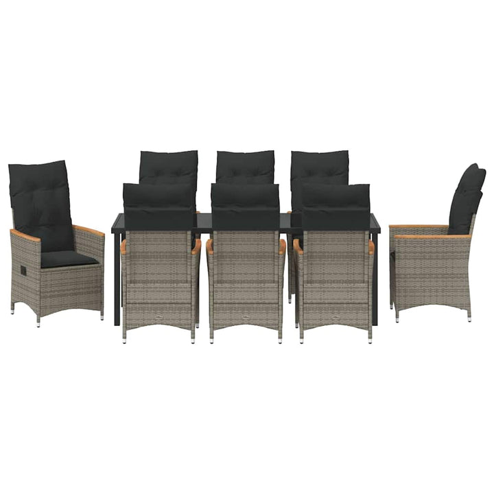 Have Spisebordssæt med pude 9 pcs Grå polyrattan