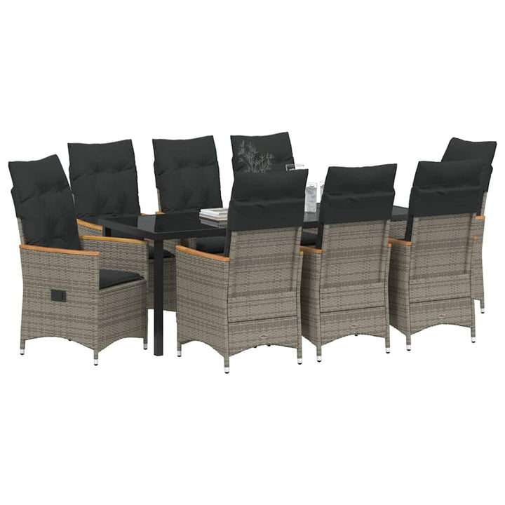 Have Spisebordssæt med pude 9 pcs Grå polyrattan