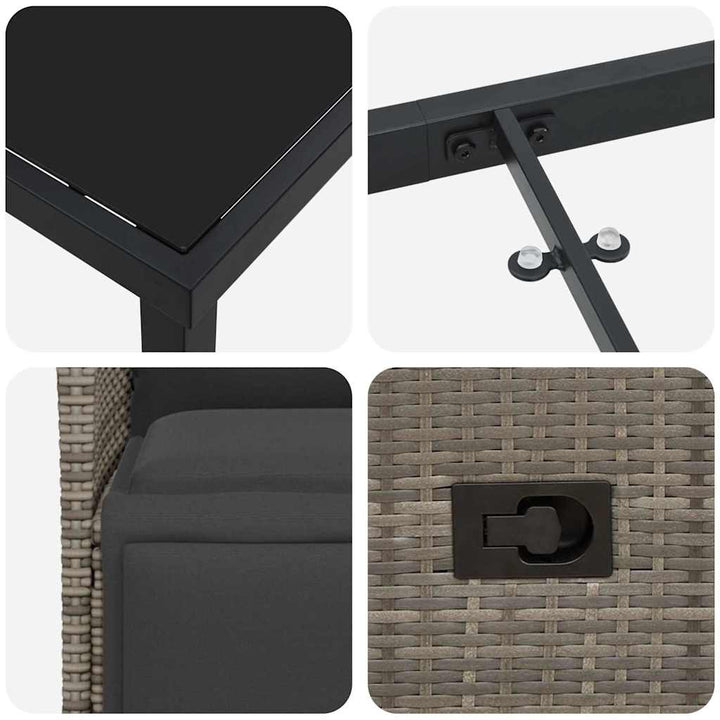 Have Spisebordssæt med pude 3 pcs Grå polyrattan