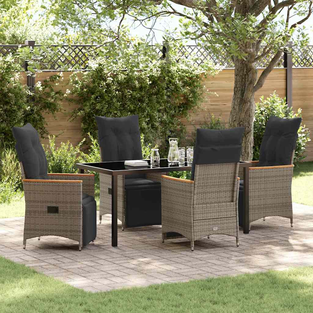 Have Spisebordssæt med pude 5 pcs Grå polyrattan