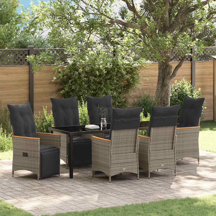 Have Spisebordssæt med pude 7 pcs Grå polyrattan