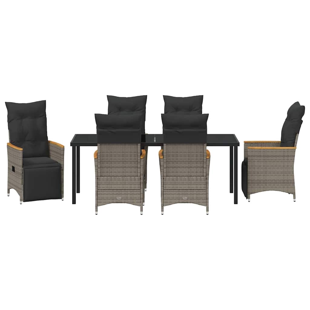 Have Spisebordssæt med pude 7 pcs Grå polyrattan