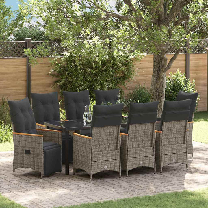Have Spisebordssæt med pude 9 pcs Grå polyrattan
