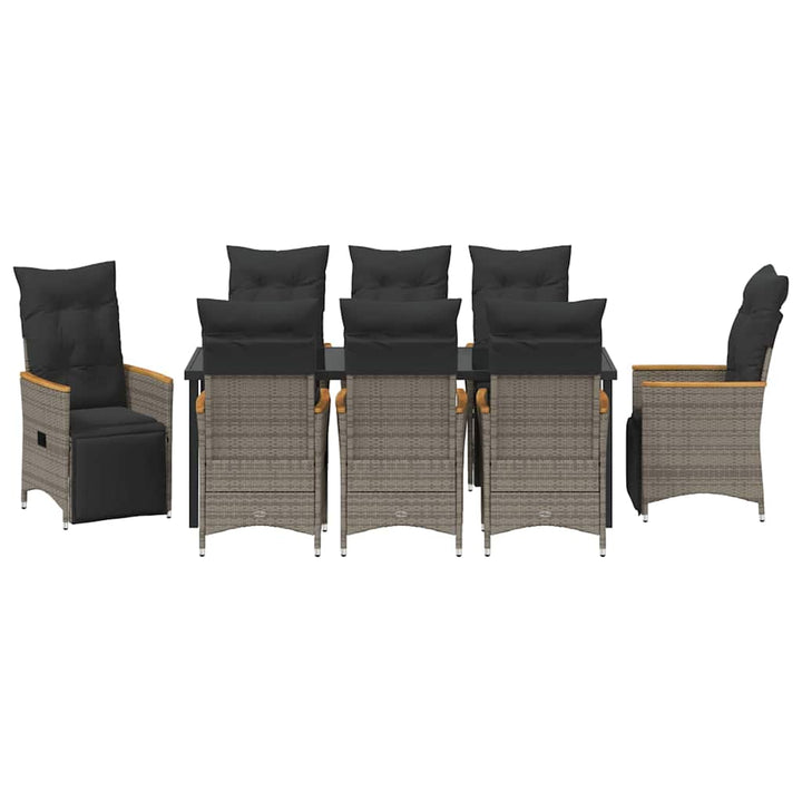Have Spisebordssæt med pude 9 pcs Grå polyrattan