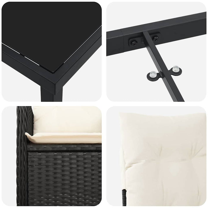 Have Spisebordssæt 3 stk. Sort polyrattan