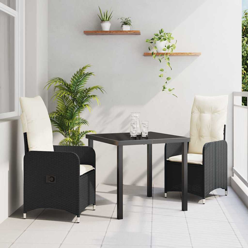Have Spisebordssæt 3 stk. Sort polyrattan