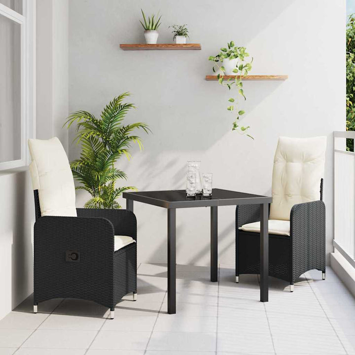 Have Spisebordssæt 3 stk. Sort polyrattan