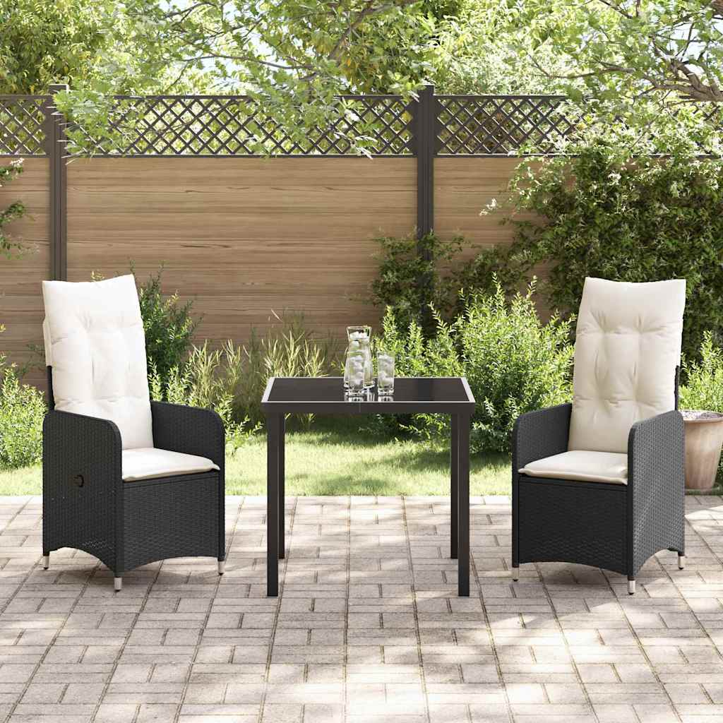 Have Spisebordssæt 3 stk. Sort polyrattan