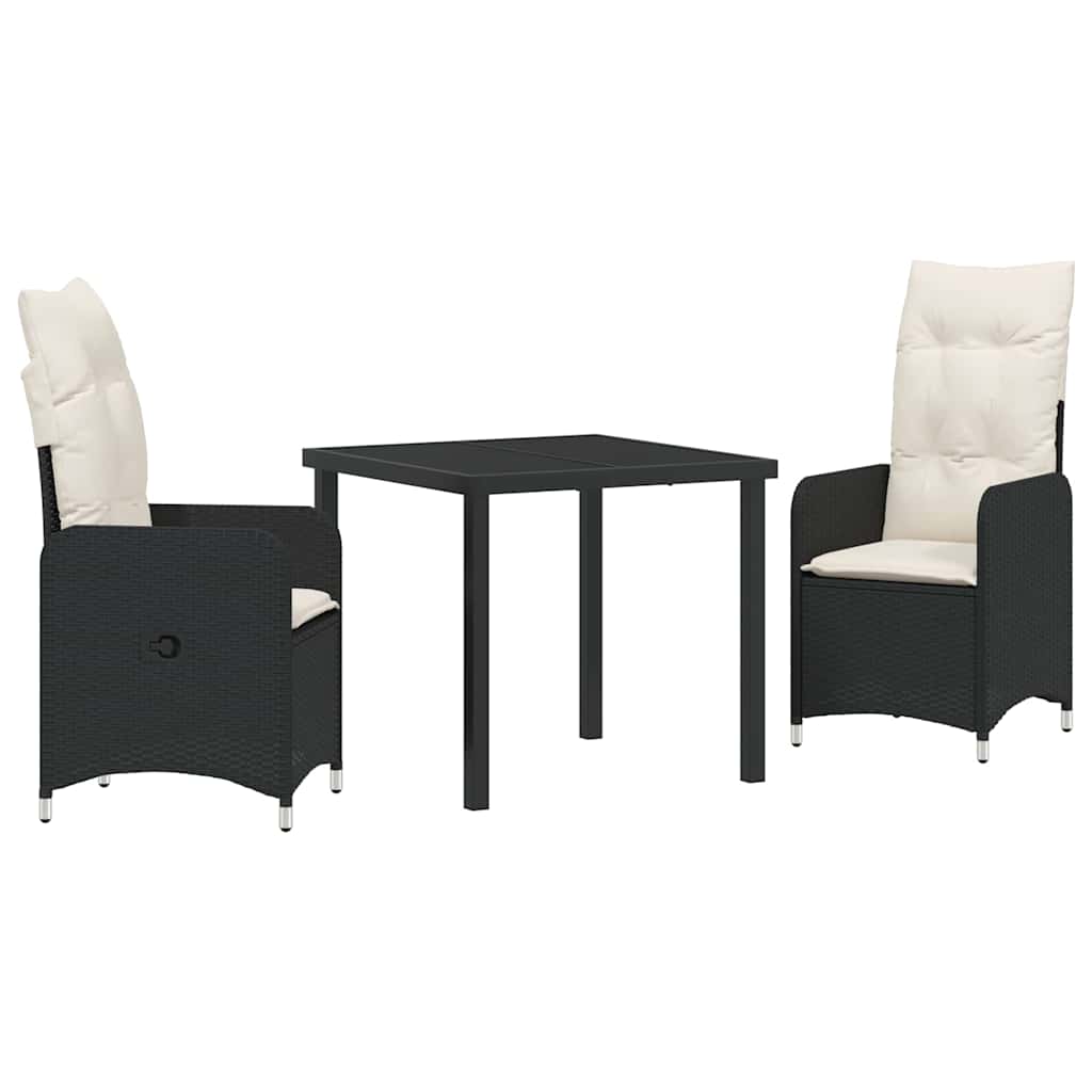 Have Spisebordssæt 3 stk. Sort polyrattan