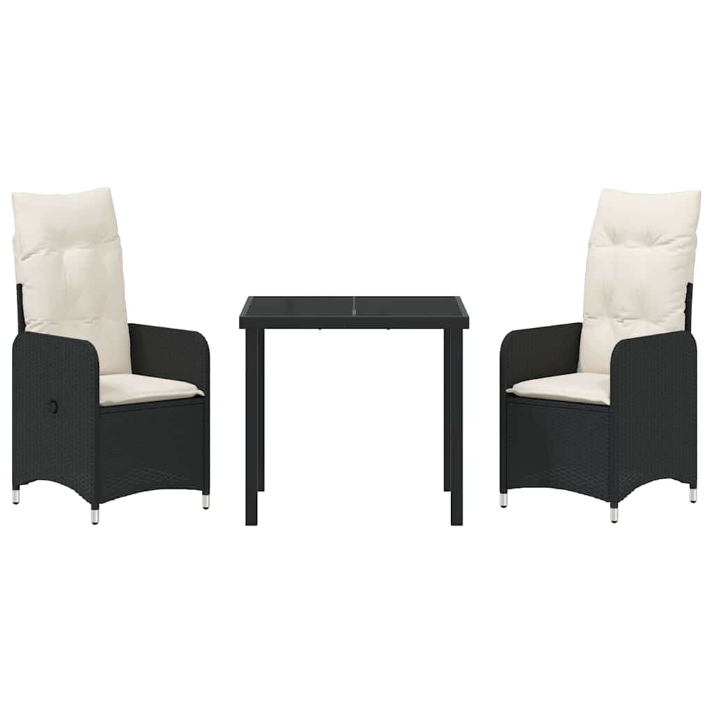 Have Spisebordssæt 3 stk. Sort polyrattan