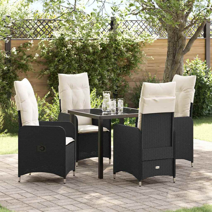 Have Spisebordssæt 5 stk. Sort polyrattan