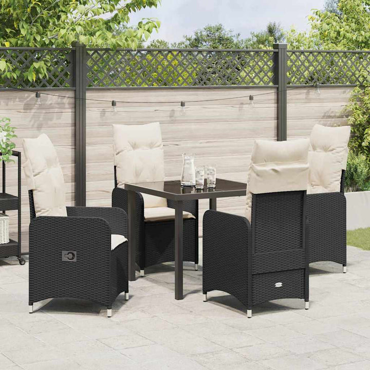 Have Spisebordssæt 5 stk. Sort polyrattan