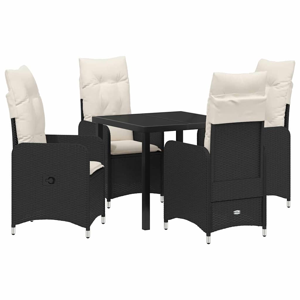 Have Spisebordssæt 5 stk. Sort polyrattan