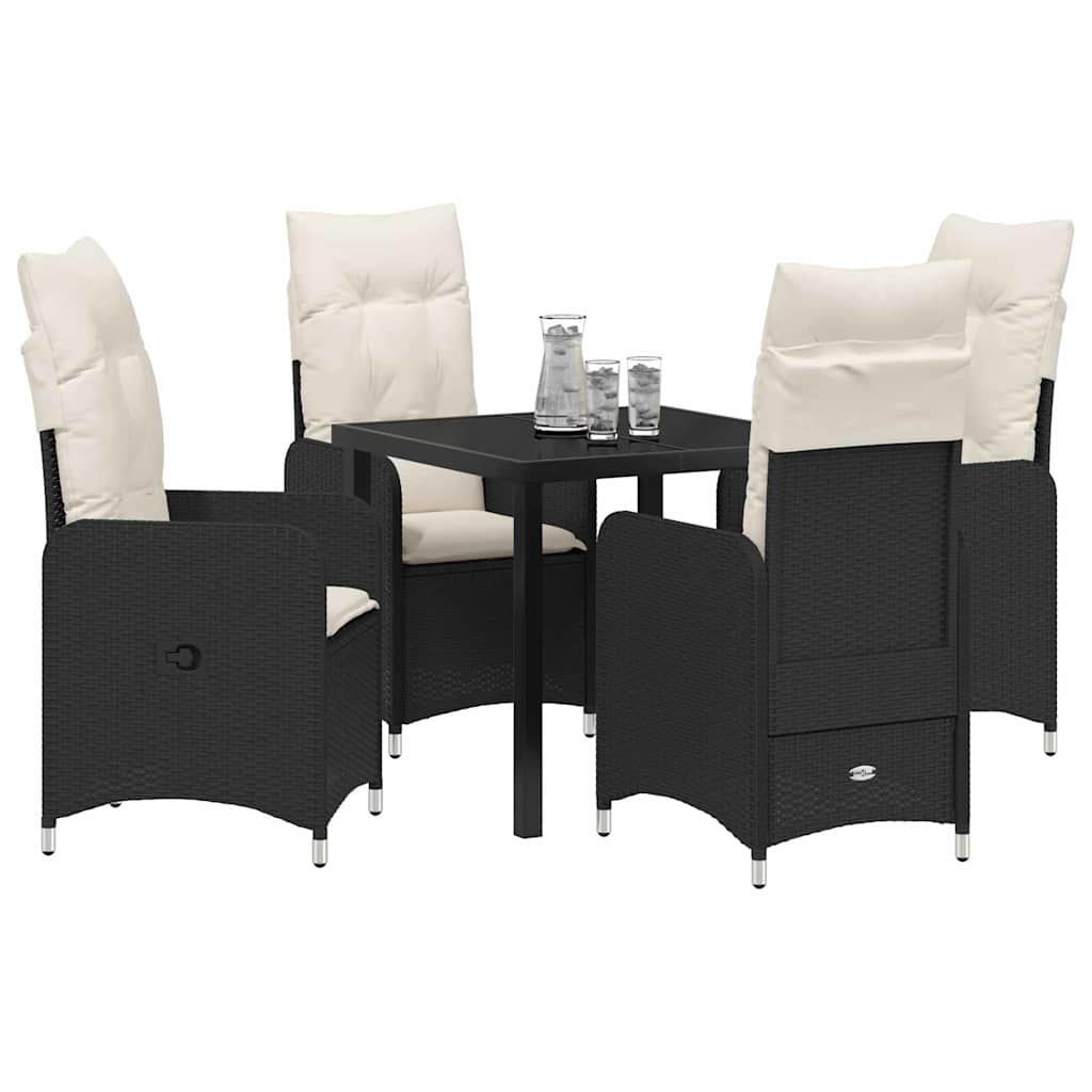 Have Spisebordssæt 5 stk. Sort polyrattan