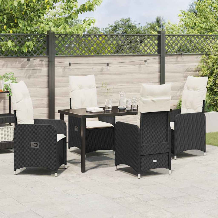 Have Spisebordssæt 5 stk. Sort polyrattan