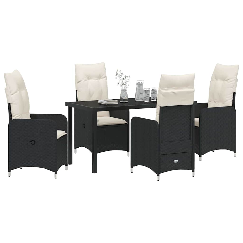 Have Spisebordssæt 5 stk. Sort polyrattan