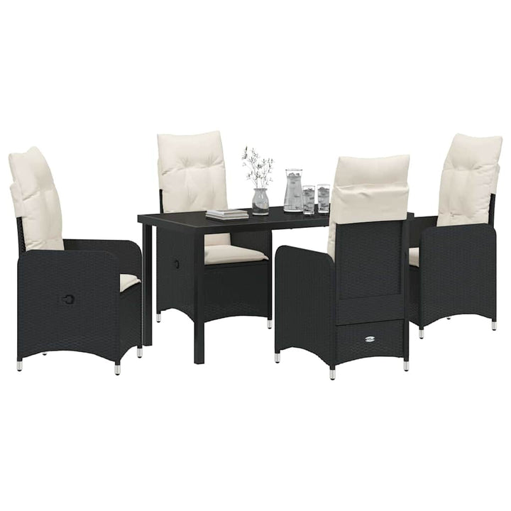 Have Spisebordssæt 5 stk. Sort polyrattan