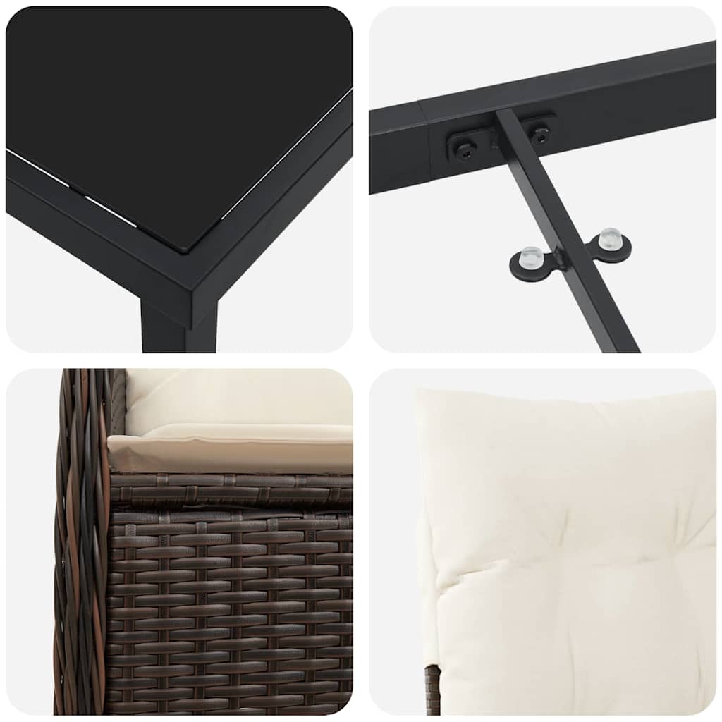 Have Spisebordssæt 5 stk. Brun polyrattan