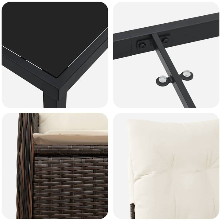 Have Spisebordssæt 5 stk. Brun polyrattan