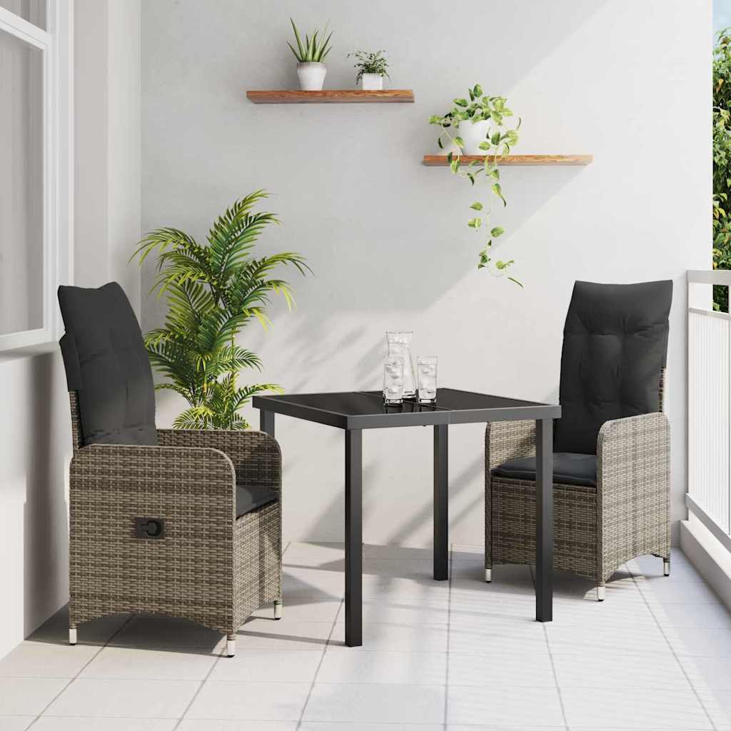 Have Spisebordssæt 3 stk. Grå polyrattan