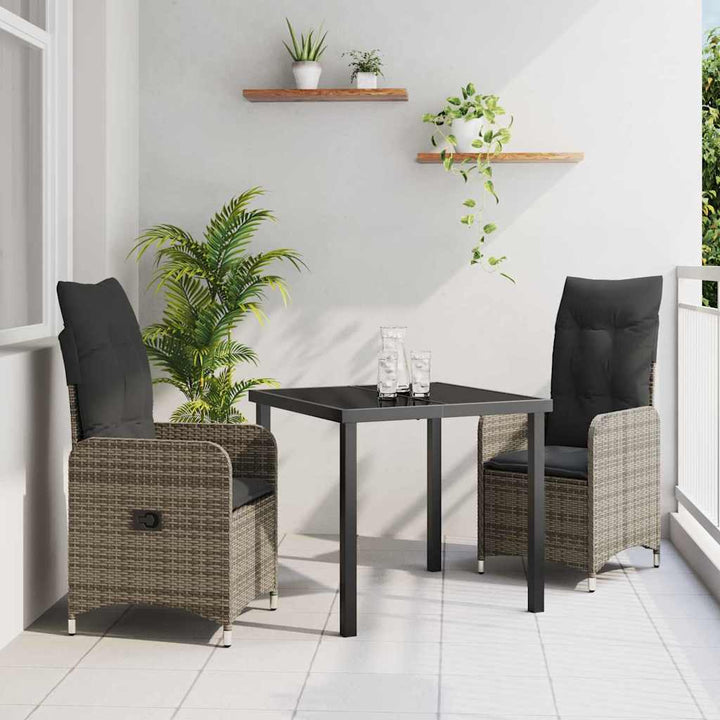 Have Spisebordssæt 3 stk. Grå polyrattan