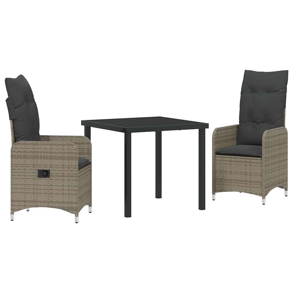 Have Spisebordssæt 3 stk. Grå polyrattan