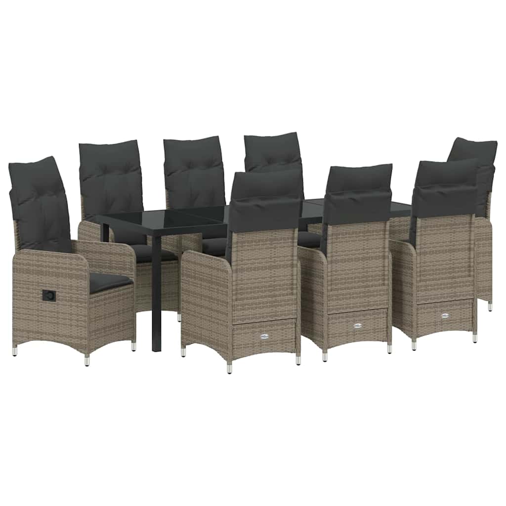 Have Spisebordssæt 9 stk. Grå polyrattan