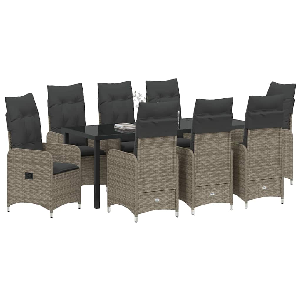 Have Spisebordssæt 9 stk. Grå polyrattan