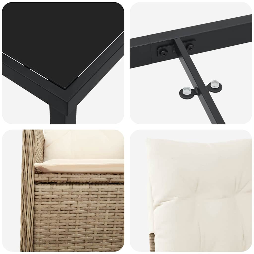 Have Spisebordssæt 5 stk. Beige polyrattan