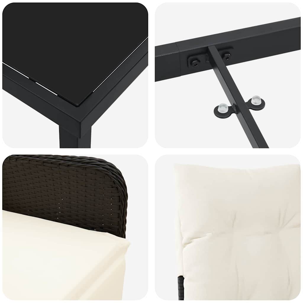 Have Spisebordssæt 3 stk. Sort polyrattan
