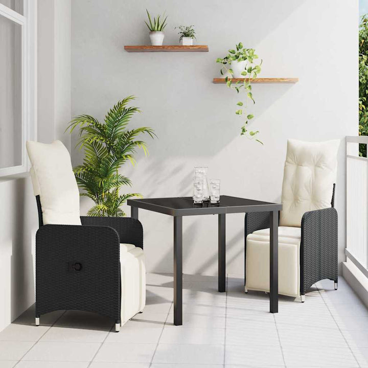 Have Spisebordssæt 3 stk. Sort polyrattan