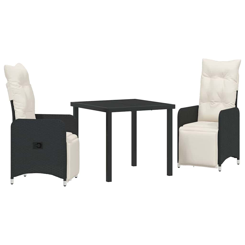 Have Spisebordssæt 3 stk. Sort polyrattan