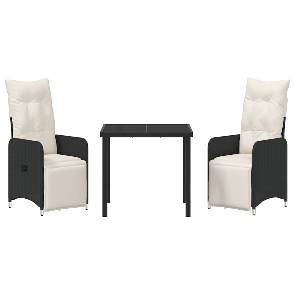 Have Spisebordssæt 3 stk. Sort polyrattan