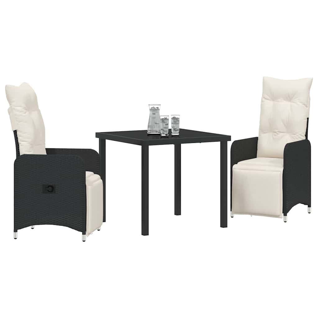 Have Spisebordssæt 3 stk. Sort polyrattan