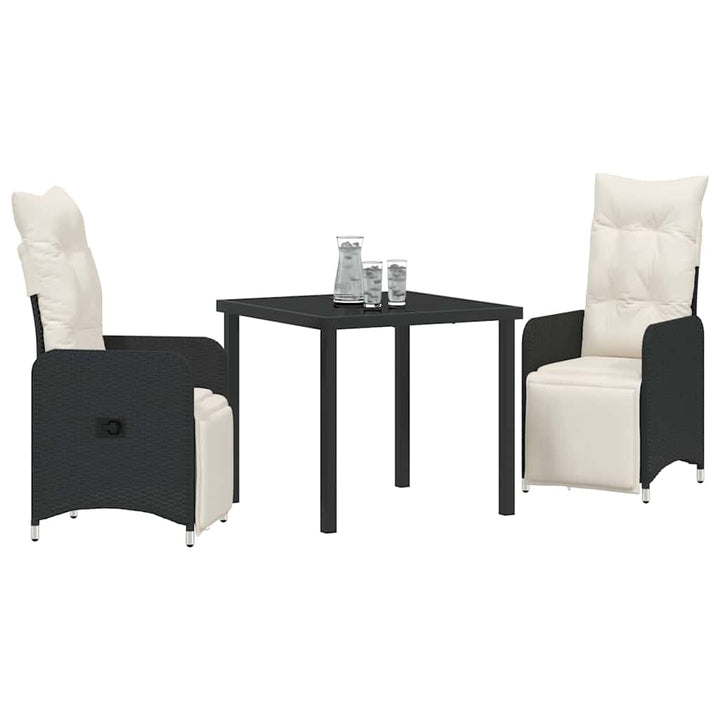 Have Spisebordssæt 3 stk. Sort polyrattan