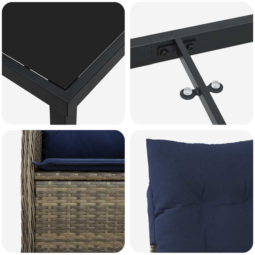 Have Spisebordssæt 5 stk. Sort polyrattan