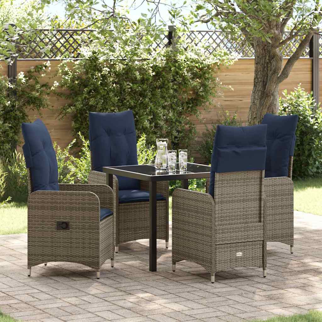 Have Spisebordssæt 5 stk. Sort polyrattan